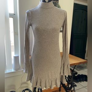 Express Gray Ribbed Knit Dress